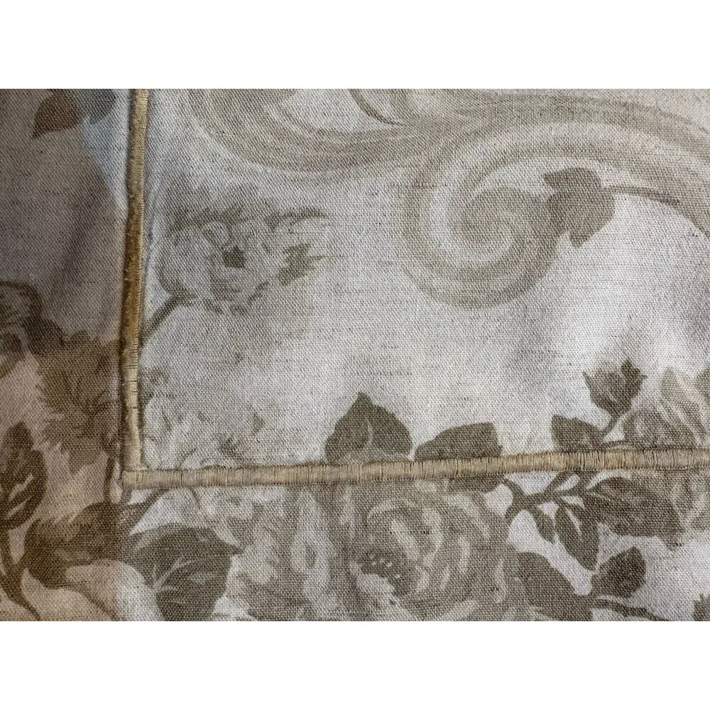 2 Chambers Williams Sonoma Pillow Shams King Cotton Linen Tan Gray Floral